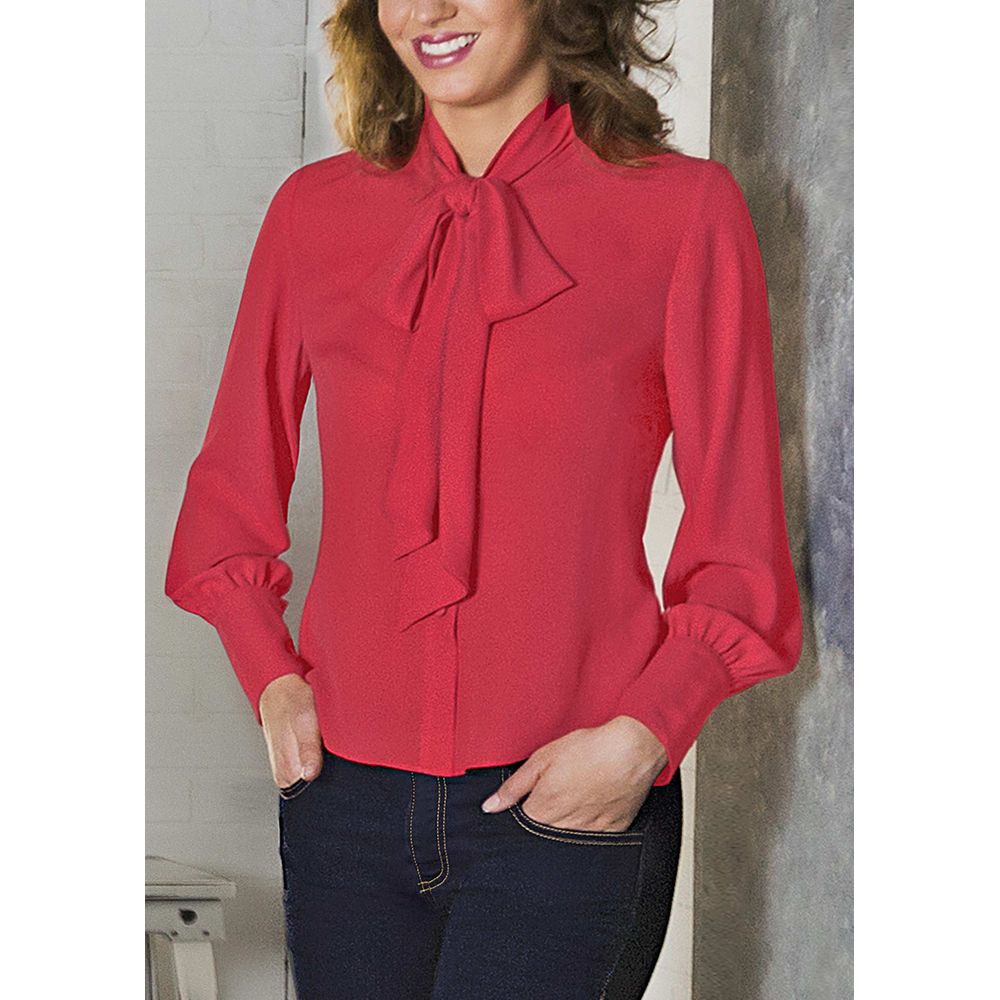 blusa de cuello de corbata mujer