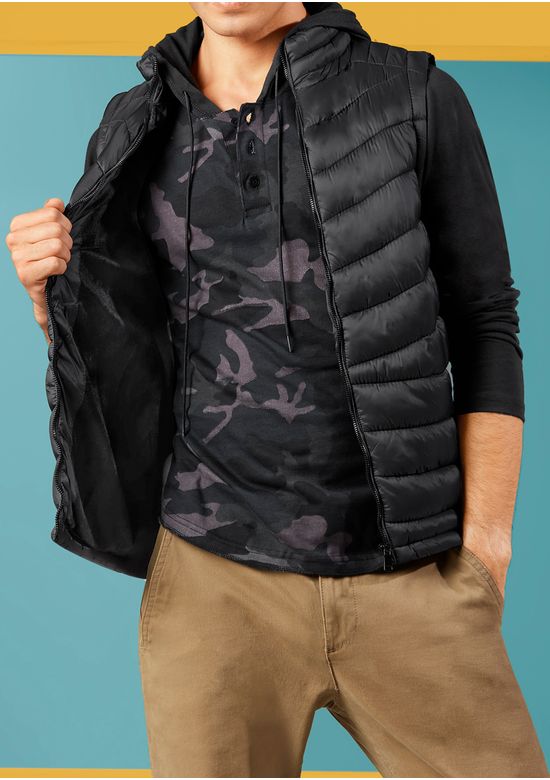 chaleco negro capucha