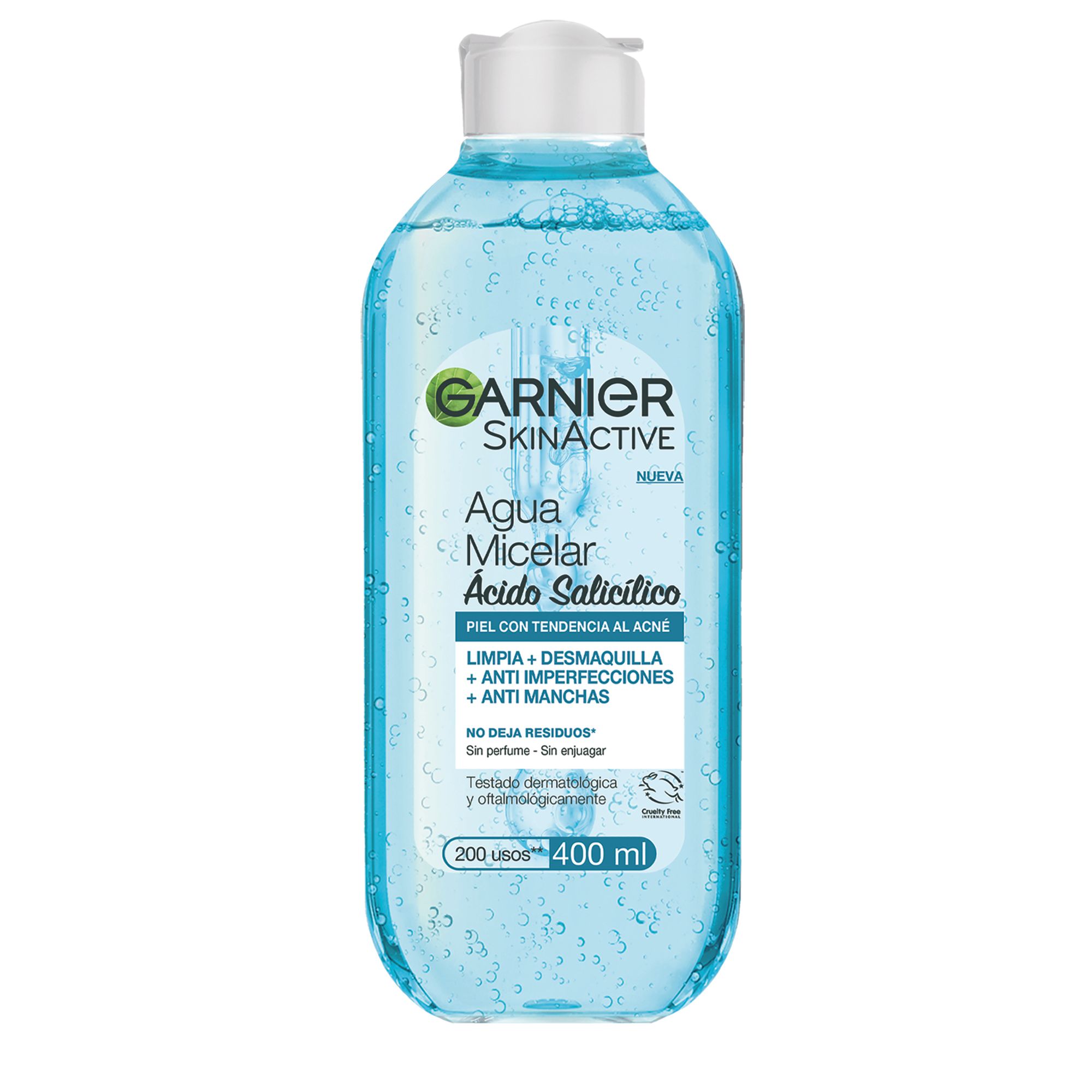 Agua Micelar Garnier SkinActive Ácido Salicílico para Piel con Tendencia al  Acné, 400 ml.