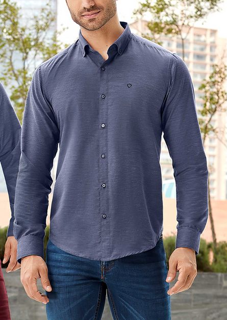 Camisa manga corta para hombre Leñadora Azul 100% Algodón - Chimay Oficial
